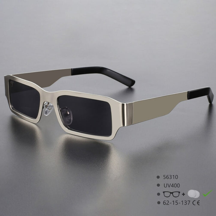 CCspace Unisex Full Rim Rectangle Alloy UV400 Sunglasses 56310 Sunglasses CCspace Sunglasses Silver