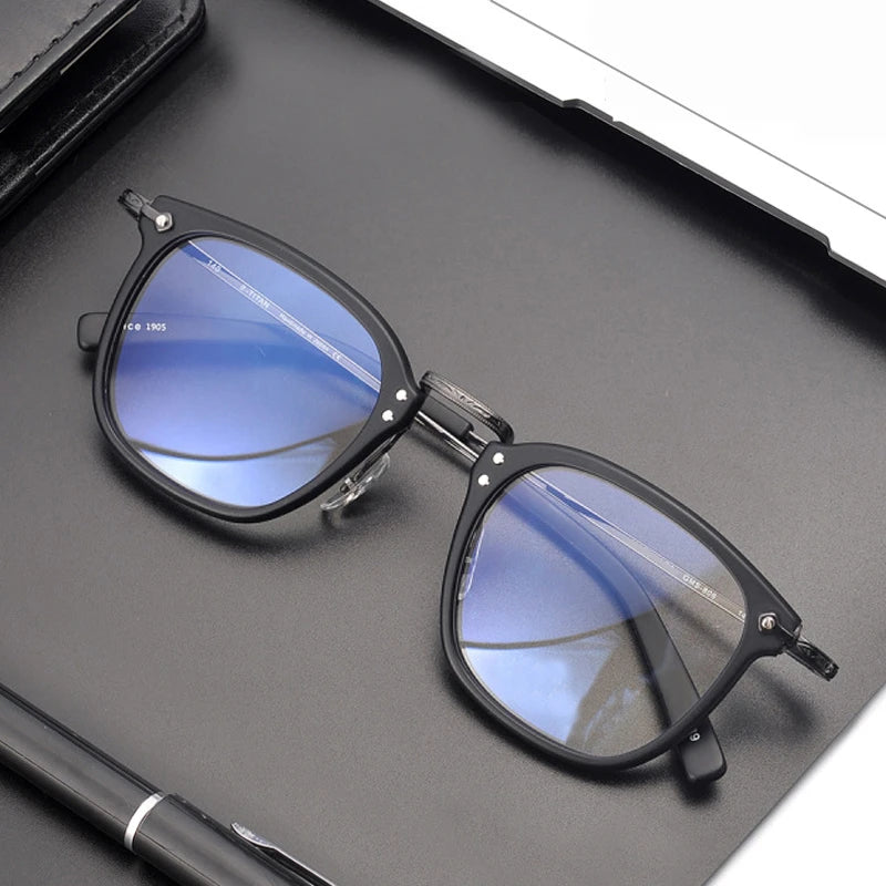 Black Mask Unisex Full Rim Square Titanium Acetate Eyeglasses G806 Full Rim Black Mask