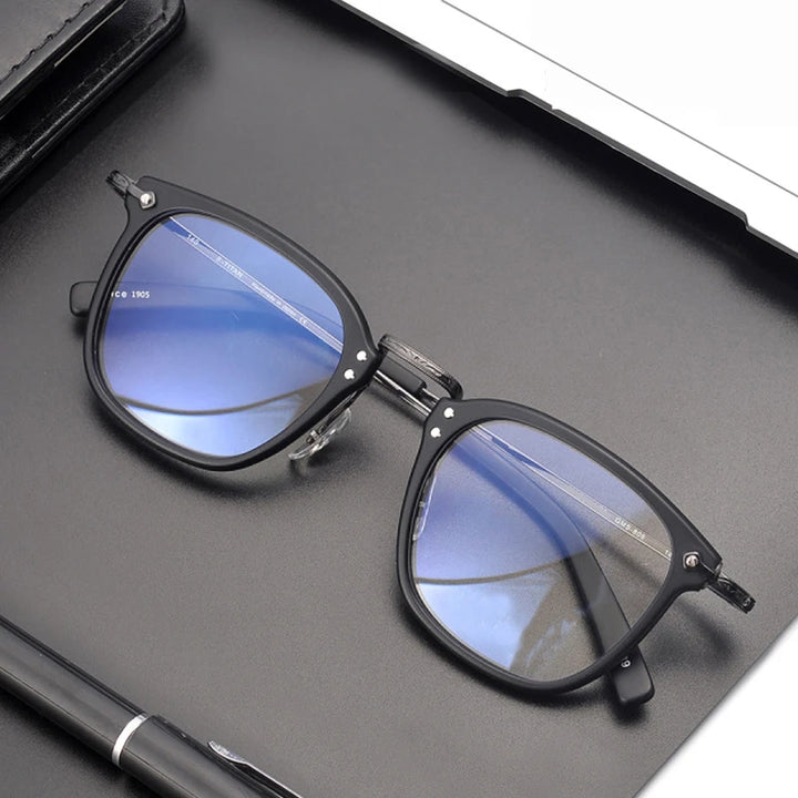 Black Mask Unisex Full Rim Square Titanium Acetate Eyeglasses G806 Full Rim Black Mask