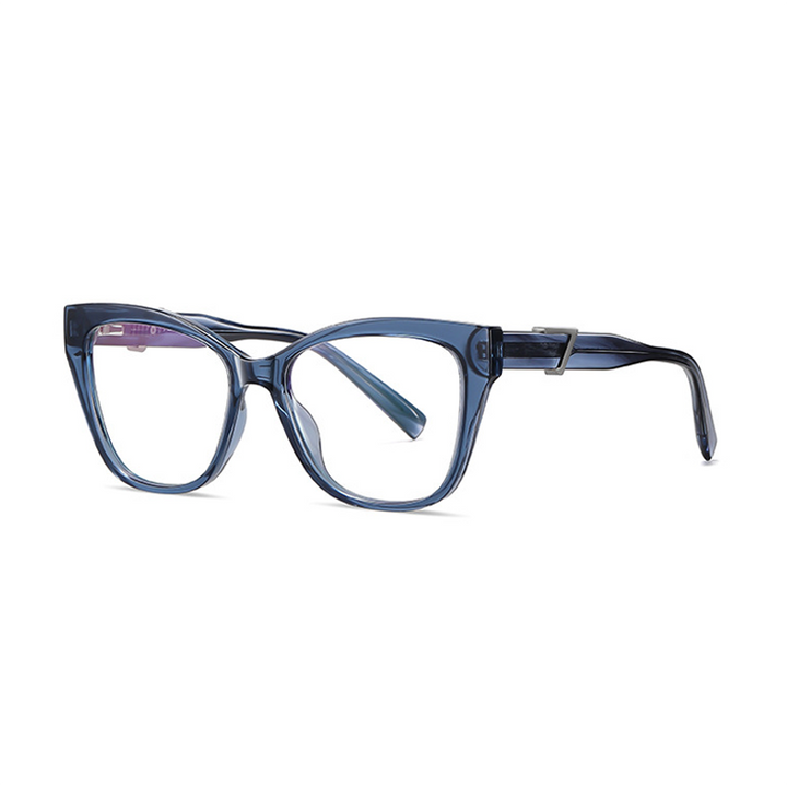 Ralferty Women's Full Rim Square Cat Eye Acetate Eyeglasses D909 Full Rim Ralferty C344 Clear Blue China 