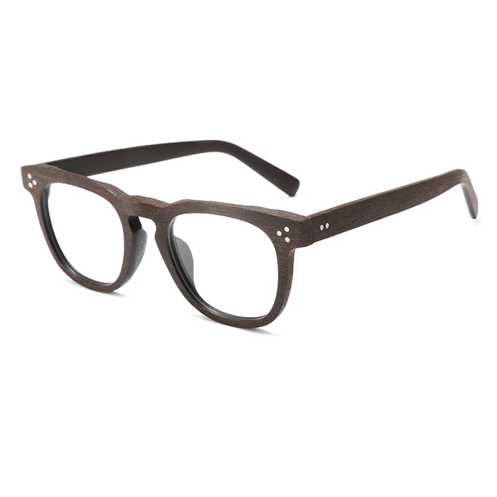 Hdcrafter Unisex Full Rim Square Wood  Eyeglasses 8182 Full Rim Hdcrafter Eyeglasses Coffee-C19  