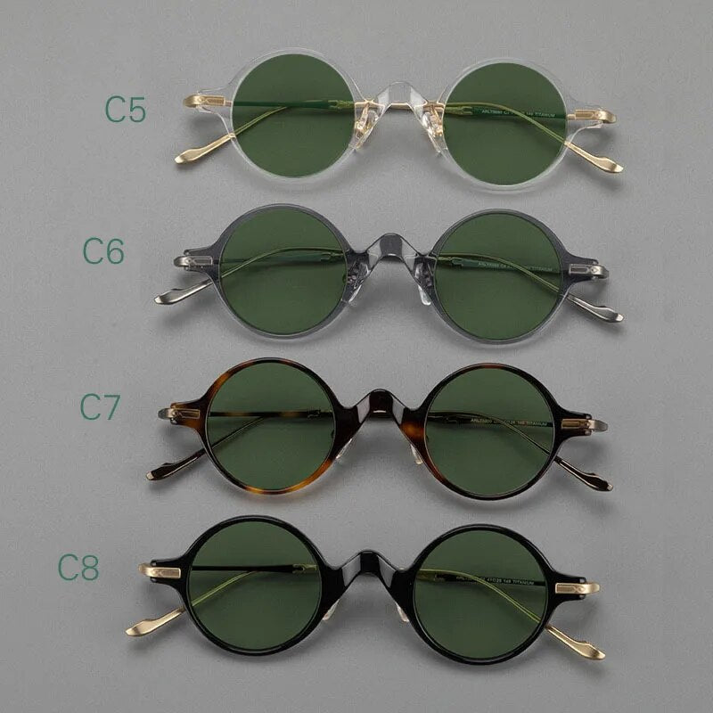 Yujo Unisex Full Rim Round Titanium Acetate Polarized Sunglasses 4128B Full Rim Yujo