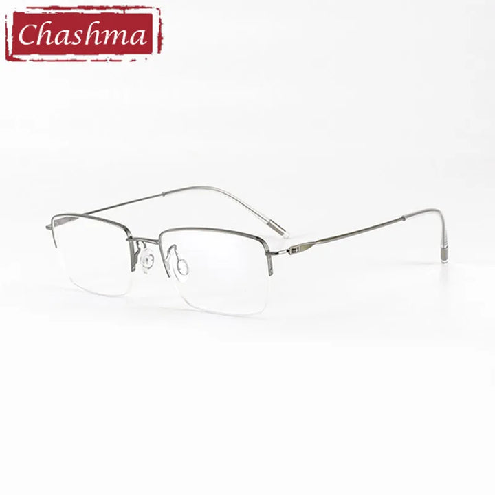 Chashma Men's Semi Rim Square Titanium Eyeglasses 7277 Semi Rim Chashma Light Gray Oliver