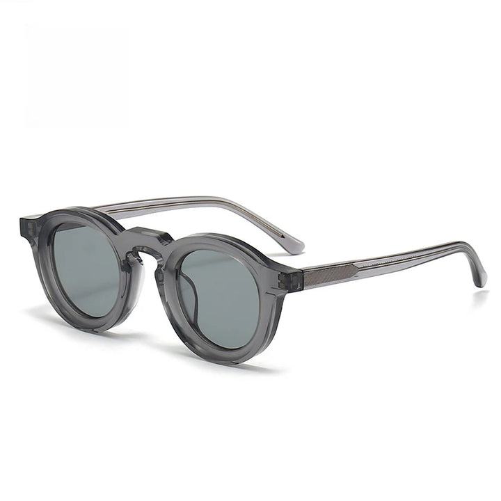 Black Mask Unisex Full Rim Round Acetate Sunglasses 442741 Full Rim Black Mask