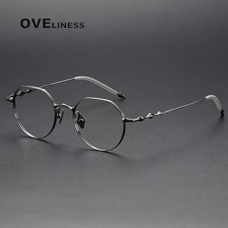 Oveliness Women's Full Rim Flat Top Round Titanium Eyeglasses 614136