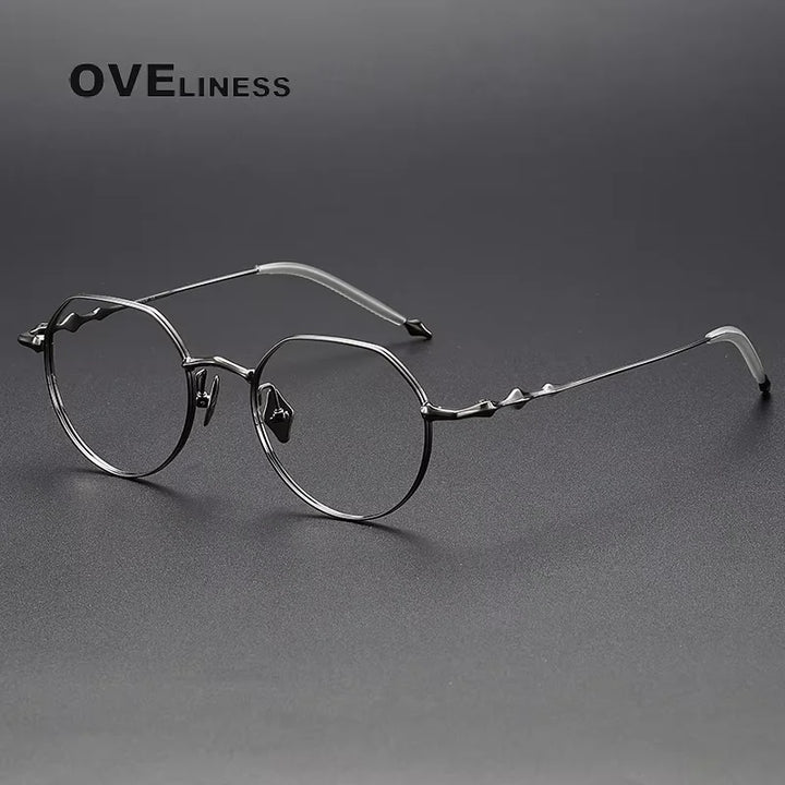 Oveliness Women's Full Rim Flat Top Round Titanium Eyeglasses 614136