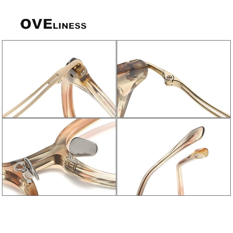 Oveliness Unisex Full Rim Square Acetate Titanium Eyeglasses 4422 Full Rim Oveliness   