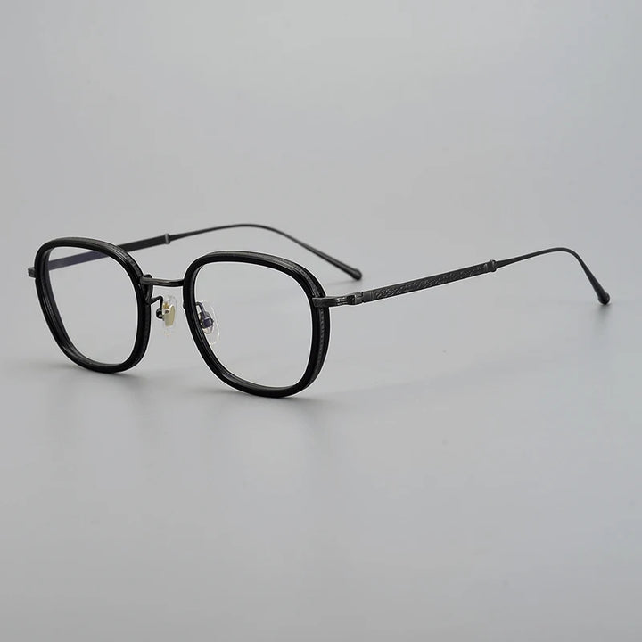 Black Mask Unisex Full Rim Square Acetate Titanium Eyeglasses 195910