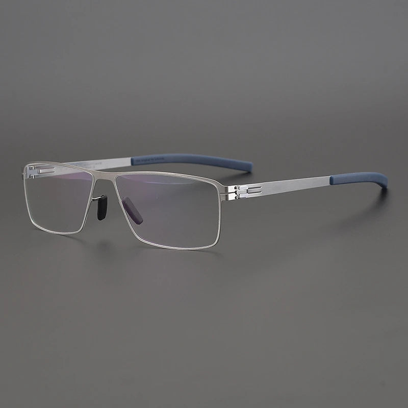 Black Mask Unisex Full Rim Rectangle Screwless Steel Eyeglasses 4795 Full Rim Black Mask Silver