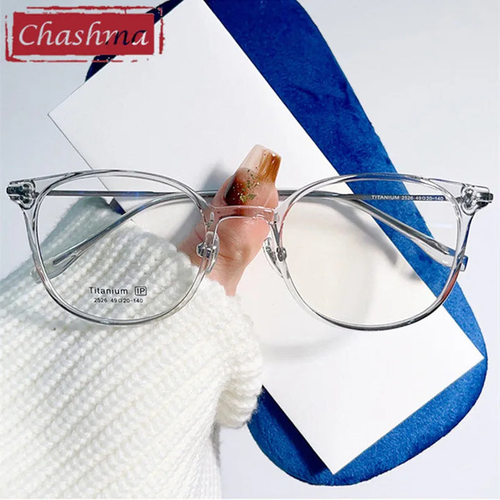 Chashma Ottica Women's Full Rim Round Titanium Tr 90 Eyeglasses 402526