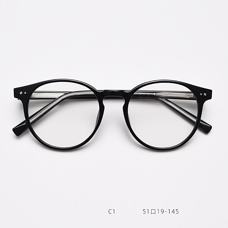 CCspace Unisex Full Rim Round Tr 90 Titanium Eyeglasses 55868 Full Rim CCspace Black