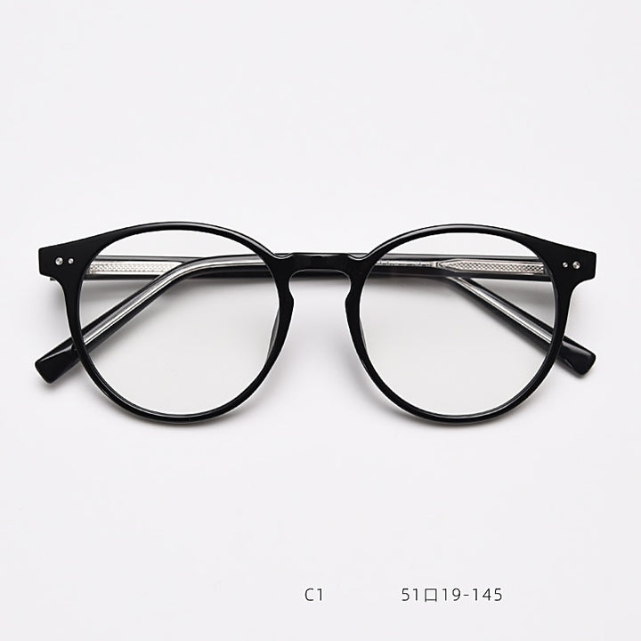 CCspace Unisex Full Rim Round Tr 90 Titanium Eyeglasses 55868 Full Rim CCspace Black