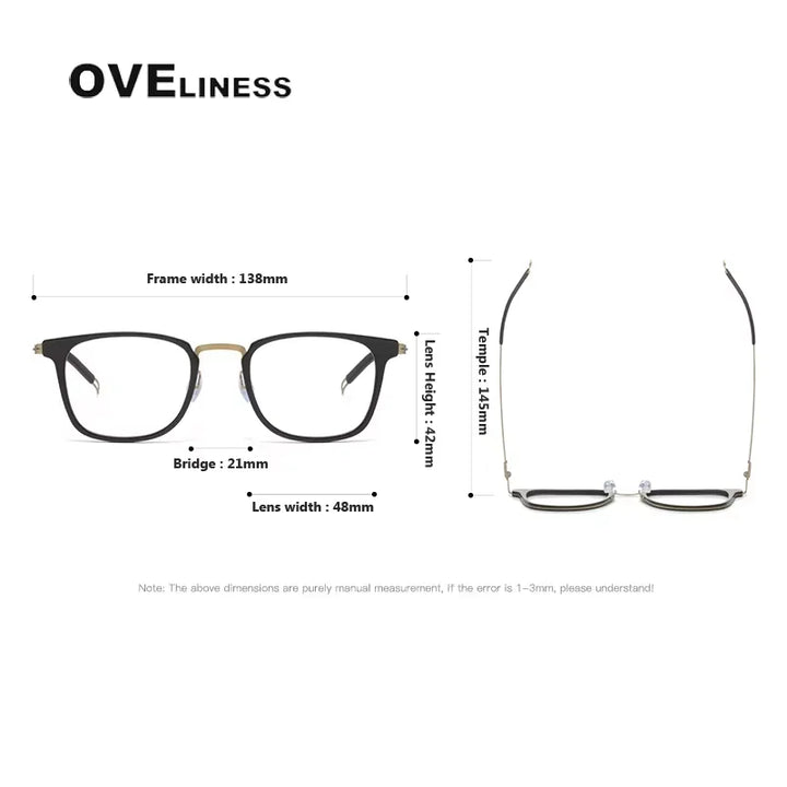 Oveliness Women's Full Rim Square Acetate Titanium Eyeglasses 82028