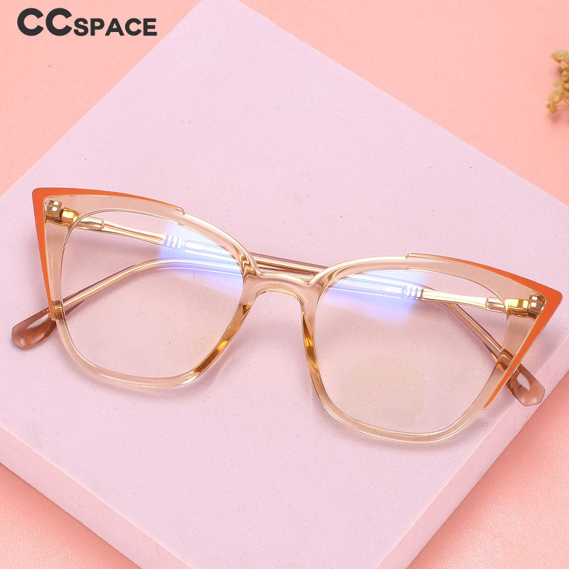 CCspace Unisex Full Rim Square Cat Eye Tr 90 Alloy Eyeglasses 56381 Full Rim CCspace