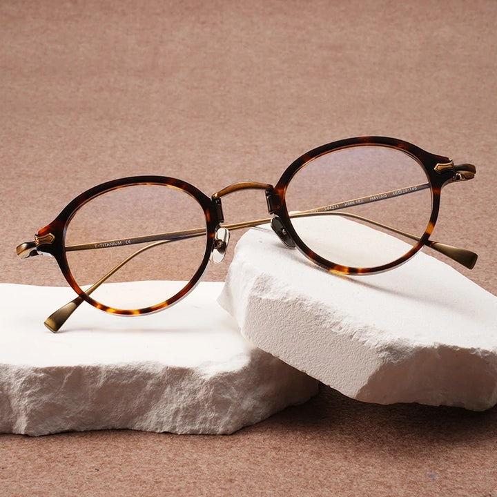 Black Mask Unisex Full Rim Oval Round Titanium Acetate Eyeglasses 34182