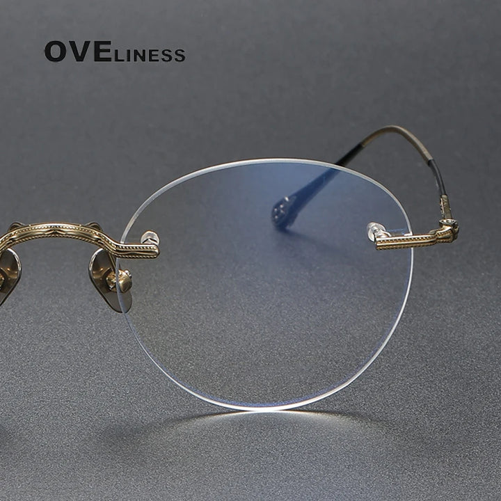 Oveliness Unisex Rimless Round Titanium Eyeglasses 80955 Rimless Oveliness