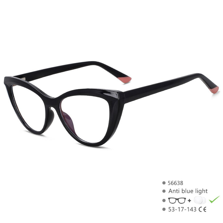 CCspace Unisex Full Rim Square Cat Eye PC Eyeglasses 56638 Full Rim CCspace C1Black