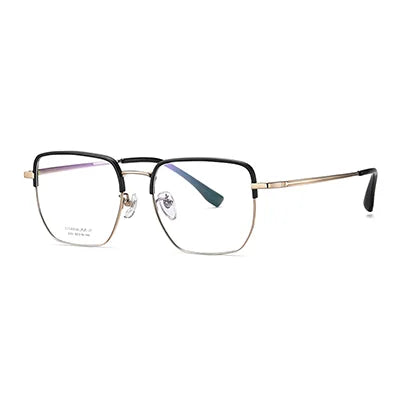 Ralferty Unisex Full Rim Flat Top Polygon Titanium Eyeglasses 92030 Full Rim Ralferty C3 Gold CHINA