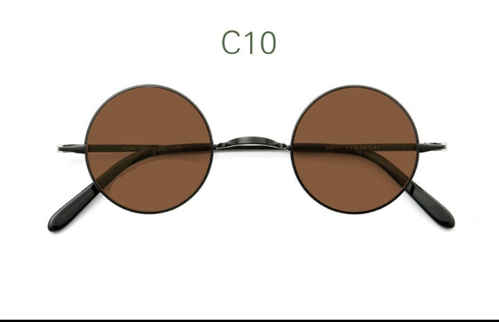 Yujo Unisex Full Rim Small 42mm Round Titanium Polarized Sunglasses Sunglasses Yujo C10 China