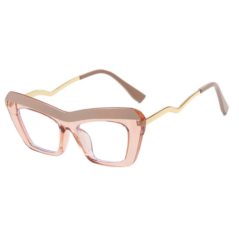 CCspace Unisex Full Rim Square Cat Eye Tr 90 Titanium Eyeglasses 57011 Full Rim CCspace C6Champagne