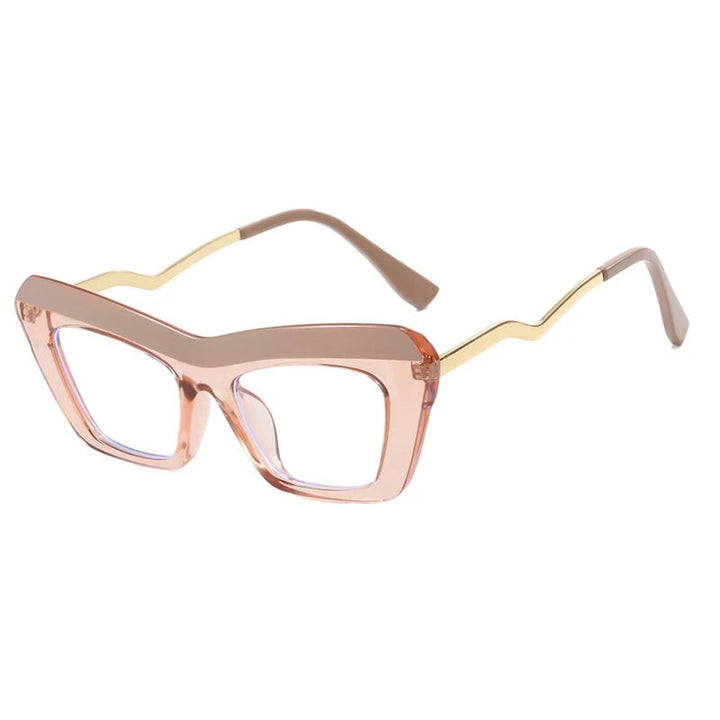 CCspace Unisex Full Rim Square Cat Eye Tr 90 Titanium Eyeglasses 57011 Full Rim CCspace C6Champagne