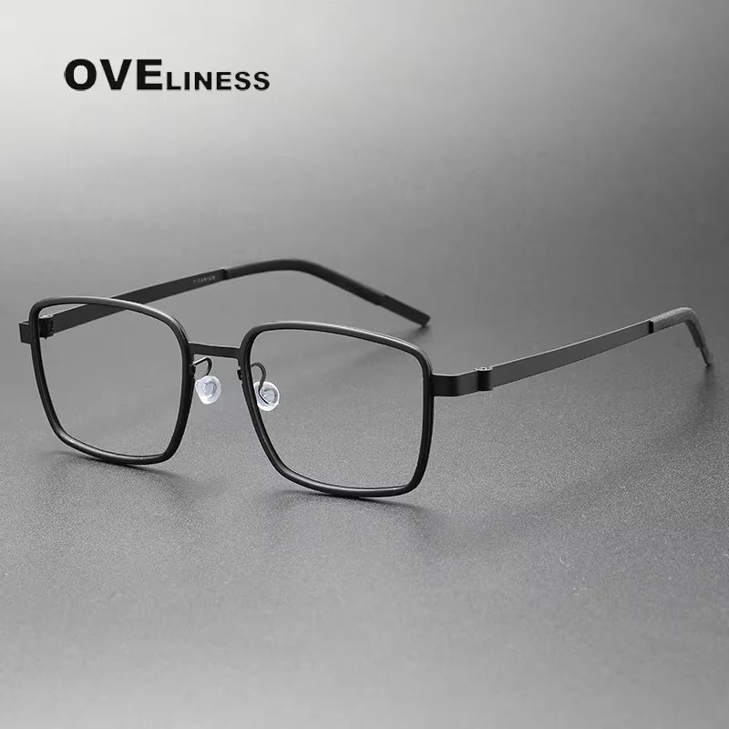 Oveliness Unisex Full Rim Square Acetate Titanium Eyeglasses 29754