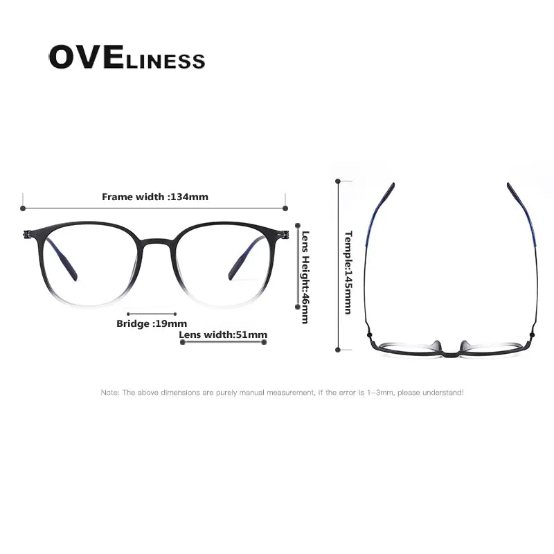 Oveliness Women's Full Rim Square Acetate Titanium Eyeglasses 28663