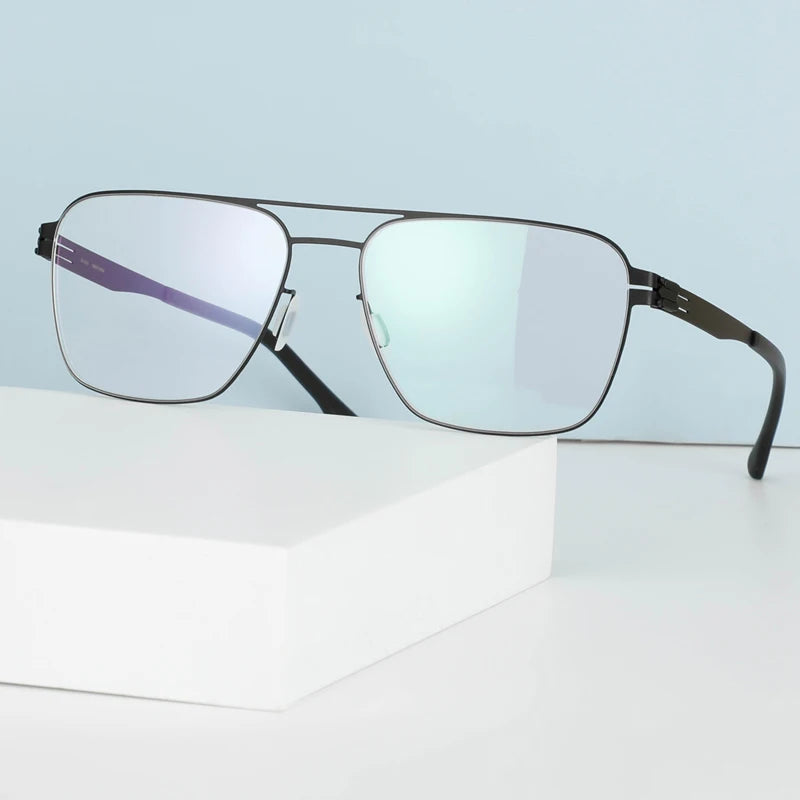 Black Mask Women's Full Rim Square Double Bridge Stainless Steel Eyeglasses Bm001 Full Rim Black Mask Black
