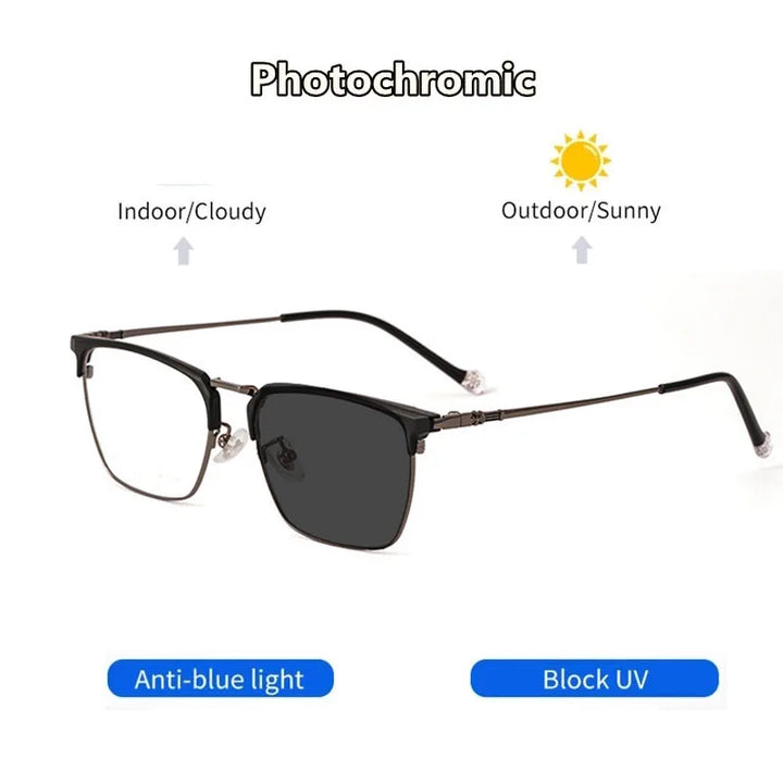 Kocolior Unisex Full Rim Square Titanium Alloy Hyperopic Reading Glasses 8628 Reading Glasses Kocolior