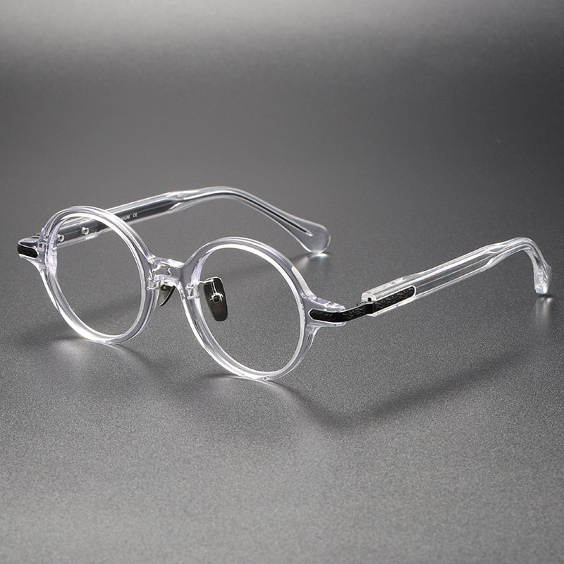 CCspace Unisex Full Rim Round Acetate Eyeglasses 56385 Full Rim CCspace C6ClearBlack