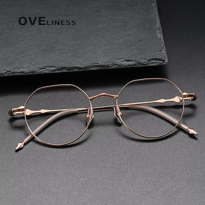 Oveliness Women's Full Rim Flat Top Round Titanium Eyeglasses 614136