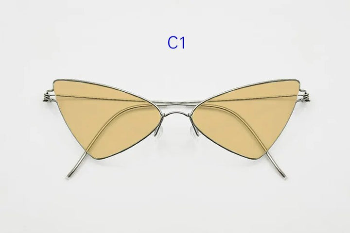 Yuujo Women's Full Rim Cat Eye Stainless Steel Polarized Sunglasses 6340 Sunglasses Yujo C1 China