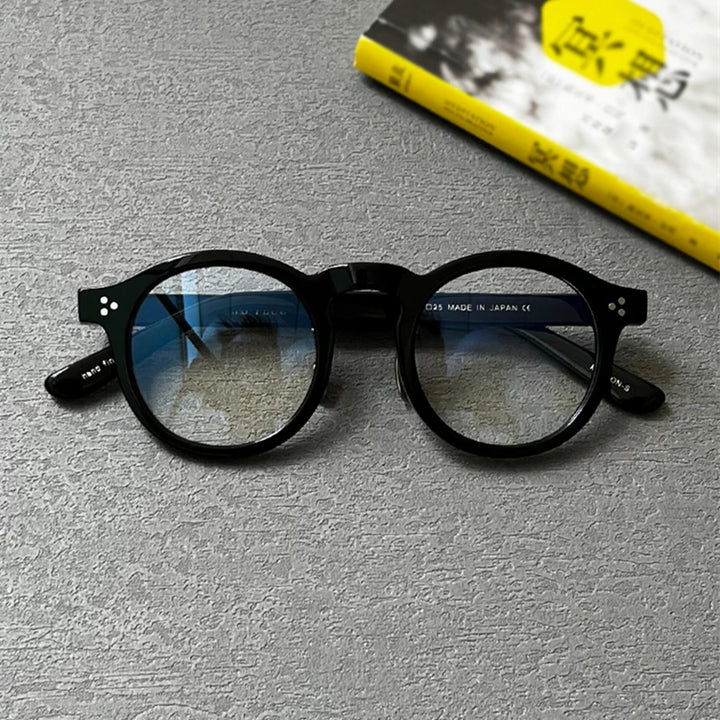 Black Mask Unisex Full Rim Round Acetate Eyeglasses 5125 Full Rim Black Mask