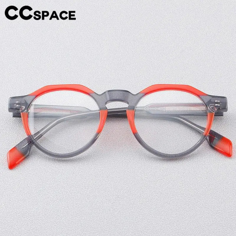 CCspace Women's Full Rim Flat Top Round Acetate Eyeglasses 56910 Full Rim CCspace