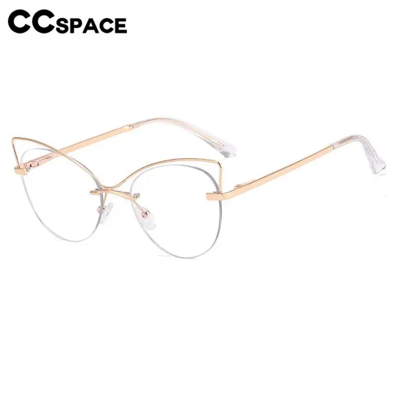 CCspace Women's Semi Rim Cat Eye Alloy Eyeglasses 57026 Semi Rim CCspace