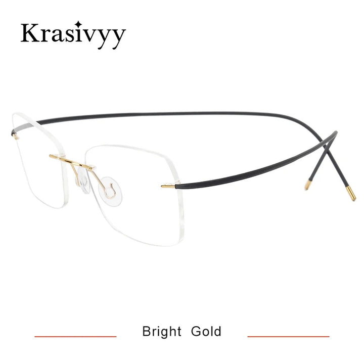 Krasivyy Unisex Rimless Oval Titanium Eyeglasses 1615 Rimless Krasivyy Bright Gold