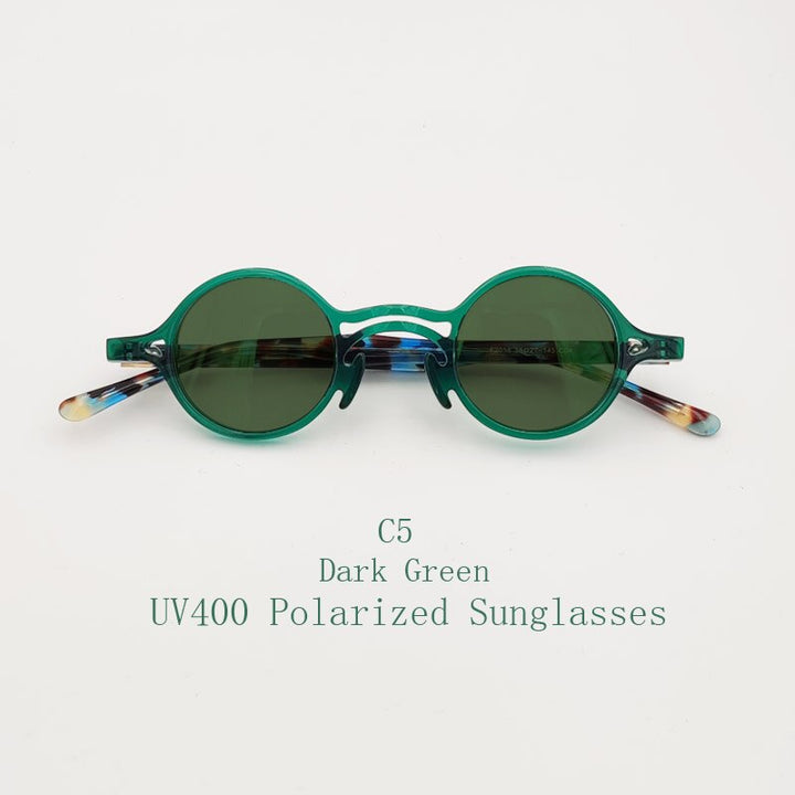 Yujo Unisex Full Rim Small Round Titanium Acetate Eyeglasses Or Polarized Sunglasses Full Rim Yujo C5 China