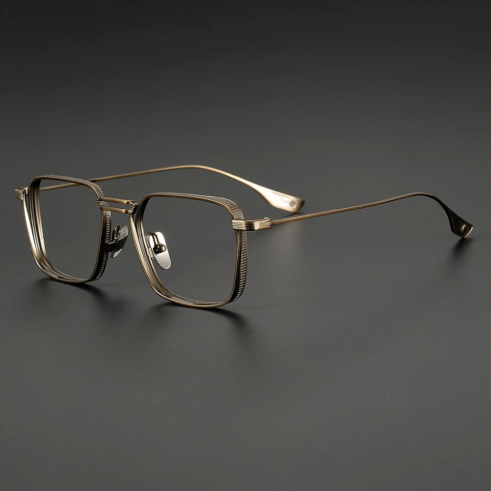 Black Mask Unisex Full Rim Square Double Bridge Titanium Eyeglasses 21125