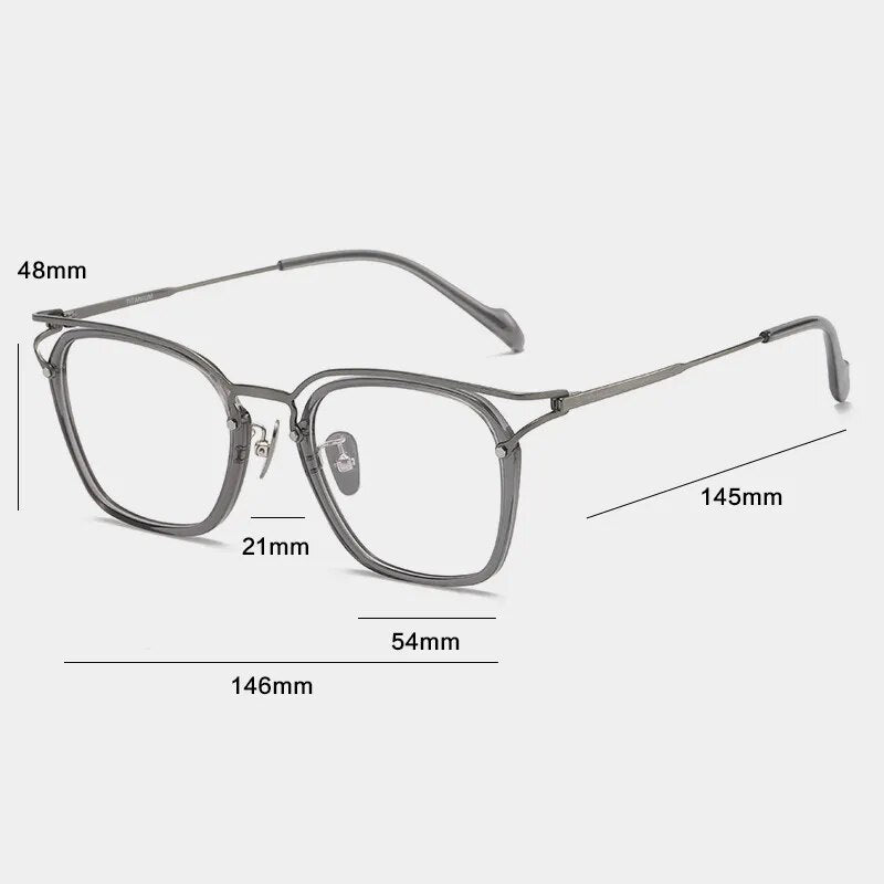 Gatenac Unisex Full Rim Square Titanium Acetate Eyeglasses Gxyj1137 Full Rim Gatenac