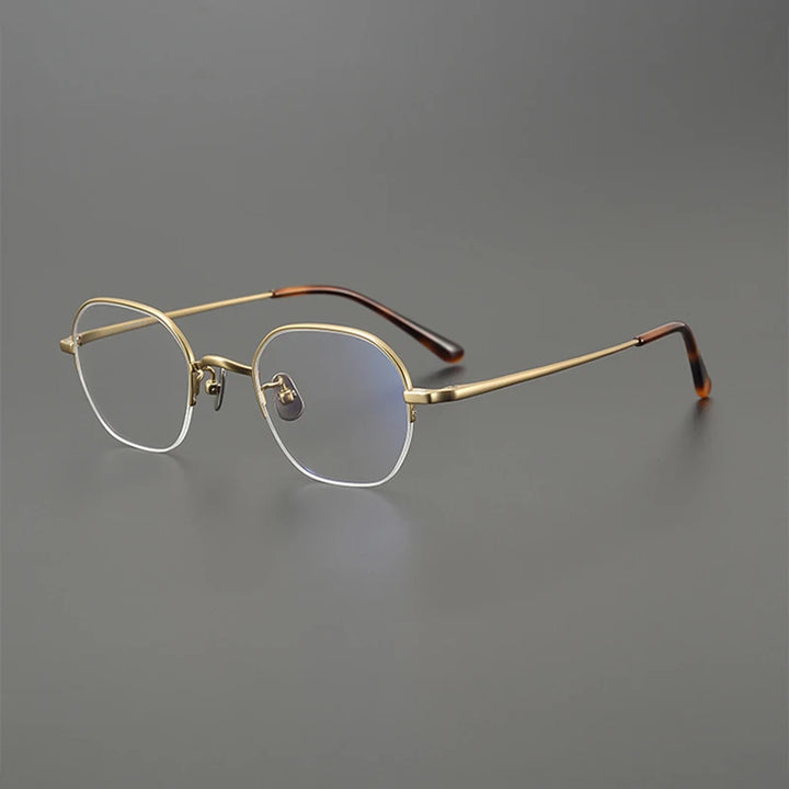 Nobler Unisex Semi Rim Round Titanium Eyeglasses Clip On Sunglasses K048 With Clip Ons Nobler C2
