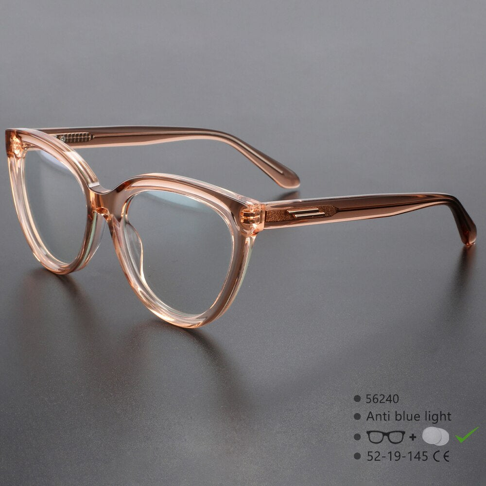 CCspace Unisex Full Rim Square Cat Eye Acetate Eyeglasses 56240 Full Rim CCspace Tea