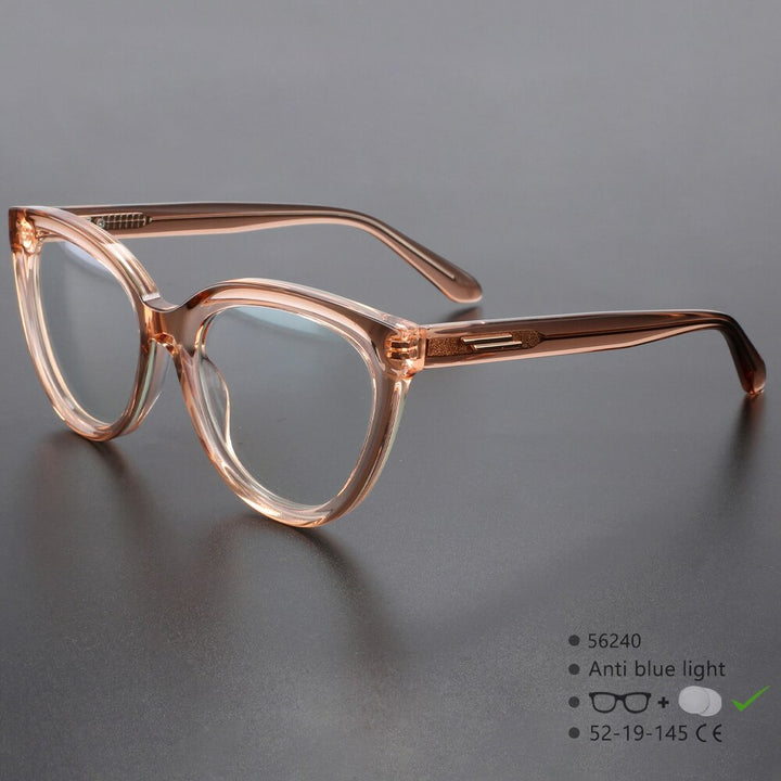 CCspace Unisex Full Rim Square Cat Eye Acetate Eyeglasses 56240 Full Rim CCspace Tea