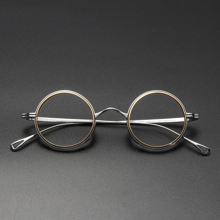Black Mask Unisex Full Rim Round Titanium Eyeglasses Km123 Full Rim Black Mask