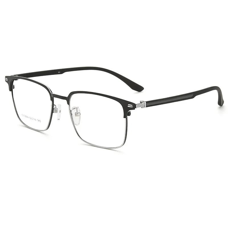 Kocolior Unisex Full Rim Square Alloy Hyperopic Reading Glasses 33999 Reading Glasses Kocolior Black Silver China +25