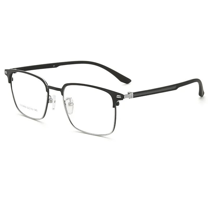 Kocolior Unisex Full Rim Square Alloy Hyperopic Reading Glasses 33999 Reading Glasses Kocolior Black Silver China +25