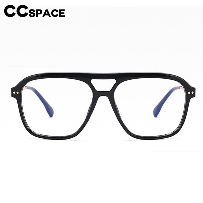 CCspace Unisex Full Rim Square Double Bridge Tr 90 Titanium Eyeglasses 56714 Full Rim CCspace