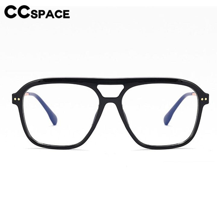 CCspace Unisex Full Rim Square Double Bridge Tr 90 Titanium Eyeglasses 56714 Full Rim CCspace