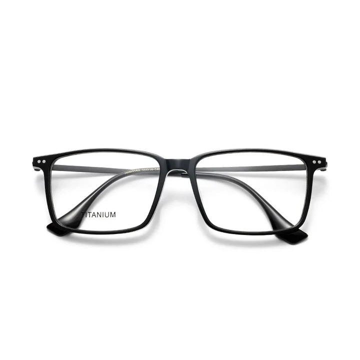 Muzz Men's Full Rim Square Acetate Titanium Eyeglasses 85295 Full Rim Muzz black