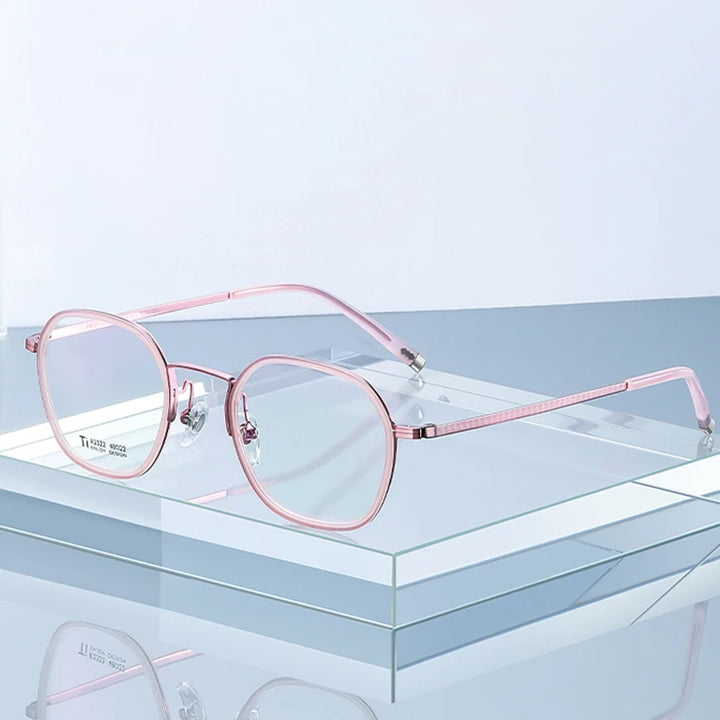 Hotony Women's Full Rim Oval Square Titanium Acetate Eyeglasses 72322 Full Rim Hotony