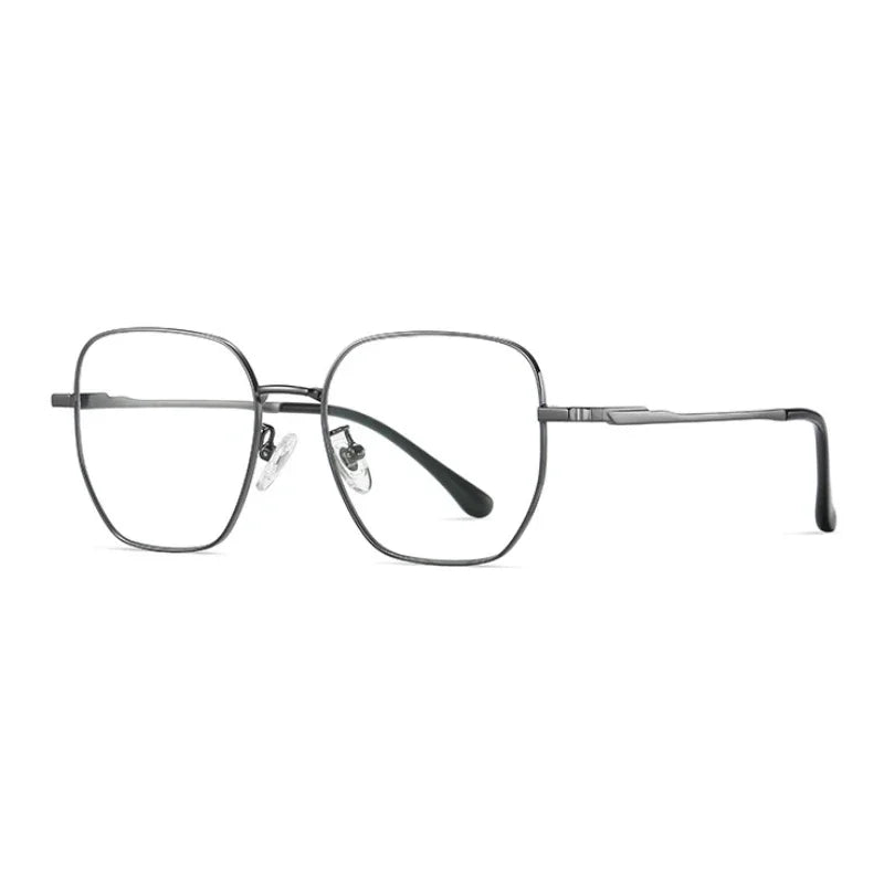 Hotony Women's Full Rim Polygon Square Titanium Eyeglasses 76209 Full Rim Hotony Gray
